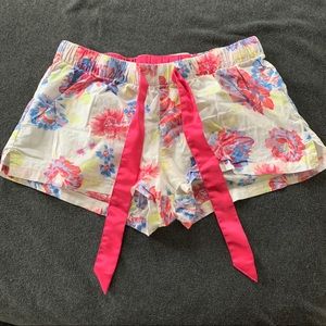Floral Sleep Shorts with Satin Ribbon